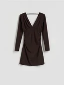 Sukienki - Reserved - Sukienka z marszczeniami - ciemnobrązowy - miniaturka - grafika 1