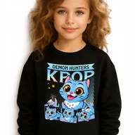 Bluzy dla dziewczynek - Bluza Dziecięca Czarna KPOP TIGER Do Przedszkola K-pop Muzyka Wz - 140 cm - miniaturka - grafika 1