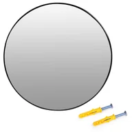 Lustra - Okrągłe lustro ścienne 60 cm wiszące nowoczesne czarna rama aluminium ModernHome - miniaturka - grafika 1