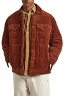 Kurtki męskie - Pepe Jeans Męska kurtka puchowa Barnet Cord, Brązowy (rzeźba), L - miniaturka - grafika 1