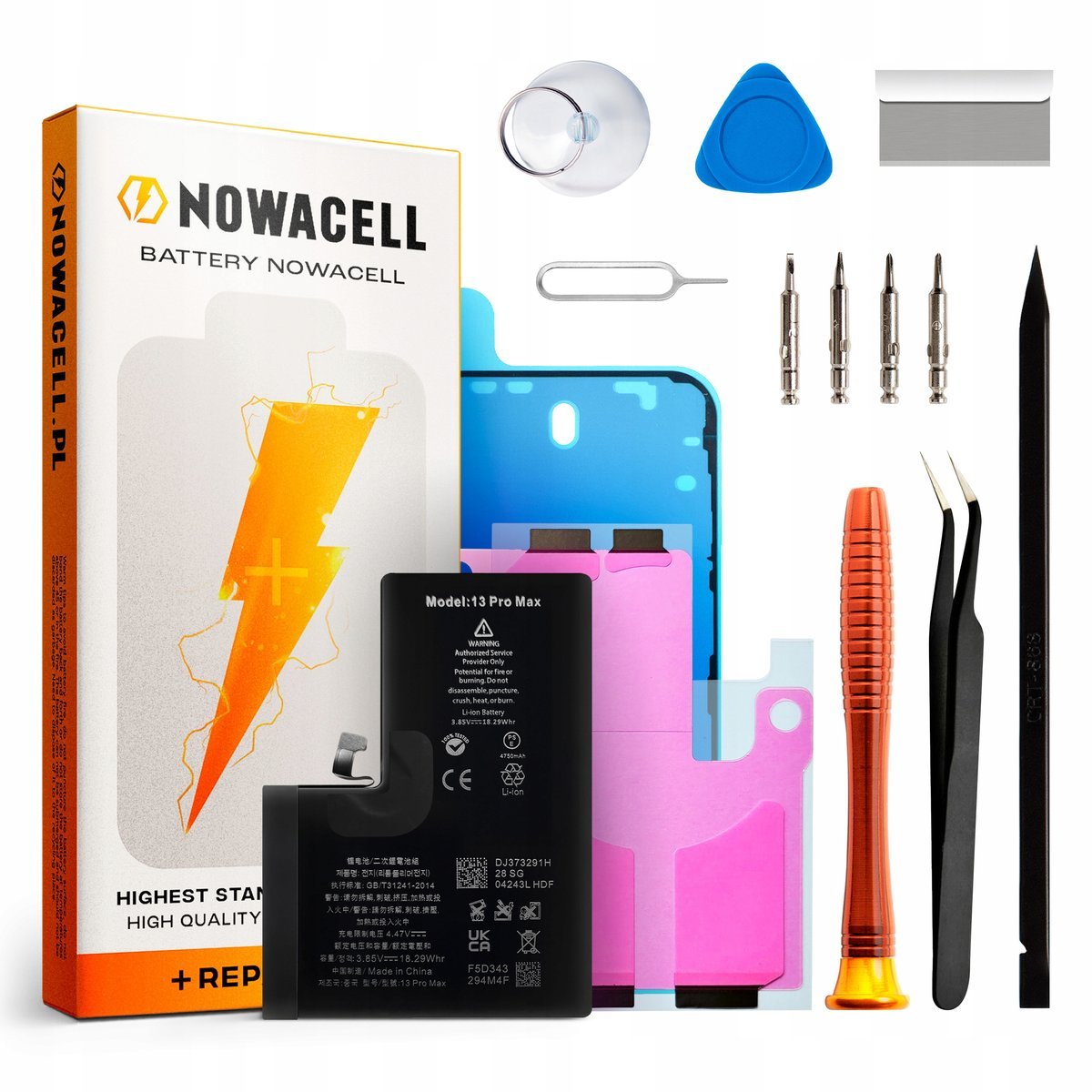 Bateria do iPhone 13 Pro Max Większa Pojemność 4750 mAh Zestaw NOWACELL