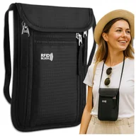 Torebki damskie - Podróżna Saszetka Torebka Damska Męska Czarna Na Szyję Antykradzieżowa Etui - miniaturka - grafika 1