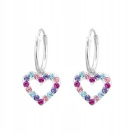 Biżuteria dla dzieci - Srebrne Kolczyki wiszące KOLOROWE SERCE 925 - miniaturka - grafika 1