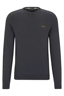 BOSS Rinos sweter męski z mieszanki bawełny z logo w paski, ciemnoszary, L - Swetry męskie - miniaturka - grafika 1