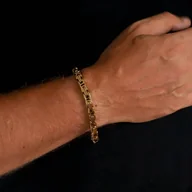 Bransolety męskie - Bransoletka złota gruba męska splot królewski stal chirurgiczna - miniaturka - grafika 1