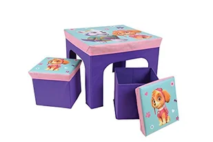 Fun House Paw Patrol stół dla dziewcząt z 2 taboretami, składany, dla dzieci, płyty MDF/włóknina, 52 x 52 x 15 cm - Stoliki dla dzieci - miniaturka - grafika 1