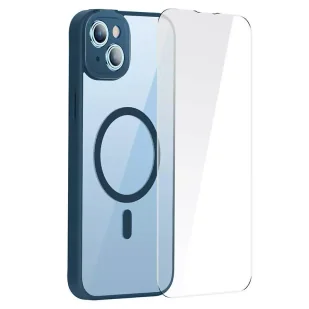 Zestaw ochronny Baseus Frame przeźroczyste etui magnetyczne i szkło hartowane do iPhone 14 (niebieski) - Etui i futerały do telefonów - miniaturka - grafika 2