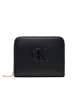 Portfele - Calvin Klein Mały Portfel Damski Raised Ck Medium Zip LV04F1026G Czarny - miniaturka - grafika 1