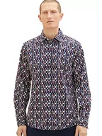 Koszule męskie - TOM TAILOR Męska koszula ze wzorem Regular Fit Stretch, 32327-Navy Sea Green Red Design, XXL - miniaturka - grafika 1