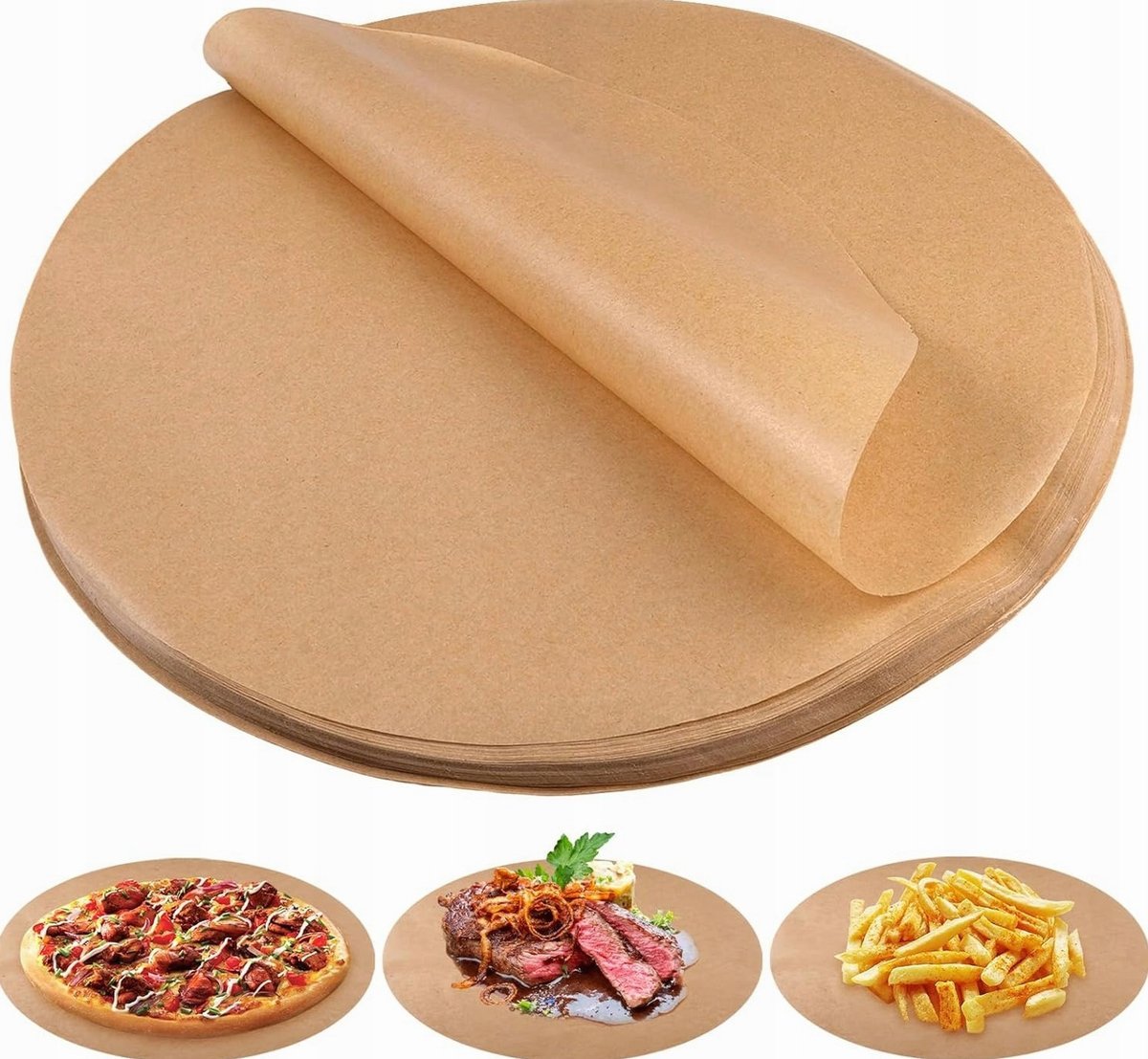 PAPIER DO PIECZENIA OKRĄGŁY 26 CM 150 SZTUK NIEPRZYWIERAJĄCY BRĄZOWY