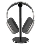 Akcesoria do słuchawek - Stojak na słuchawki czarny aluminiowy na biurko - miniaturka - grafika 1