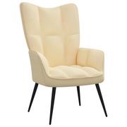 Fotele - vidaXL Fotel kremowy tapicerowany aksamitem 328082 - miniaturka - grafika 1