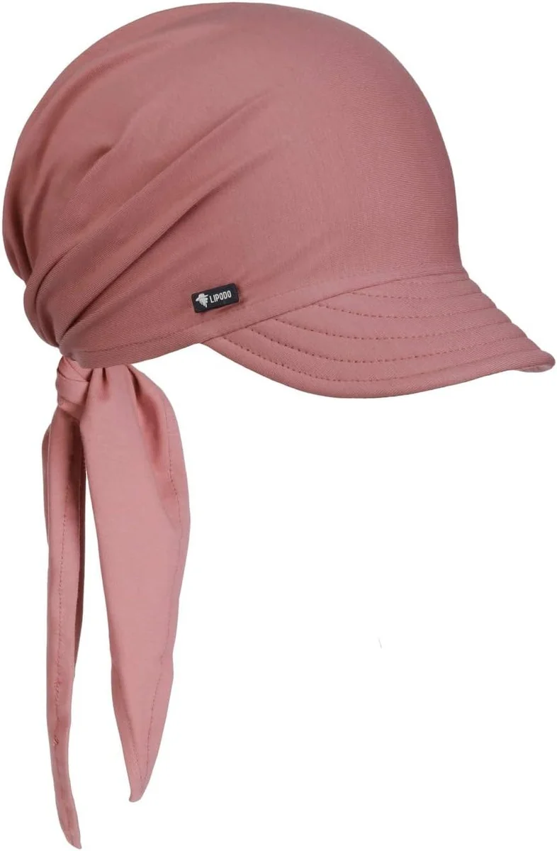 BANDANA CZAPKA Z DASZKIEM DAMSKI BAWEŁNA ELASTAN BRUDNY RÓŻ LATO WIOSNA