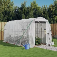Szklarnie ogrodowe - vidaXL Szklarnia ze stalową ramą, biała, 8 m², 4x2x2 m - miniaturka - grafika 1