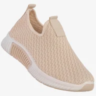 Sneakersy damskie - Sneakersy Damskie Wsuwane Buty Sportowe Beżowe Funui QH515-8 Beżowy 37 - miniaturka - grafika 1