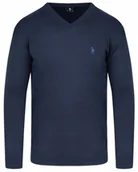 Swetry męskie - SWETER MĘSKI V SEREK - WEŁNA - KNK - JEANS - 3XL - miniaturka - grafika 1