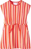 Sukienki i spódniczki dla dziewczynek - vidaXL Sukienka dziecięca, ściągana sznurkiem, w paski, różowo-czerwona, 104 - miniaturka - grafika 1