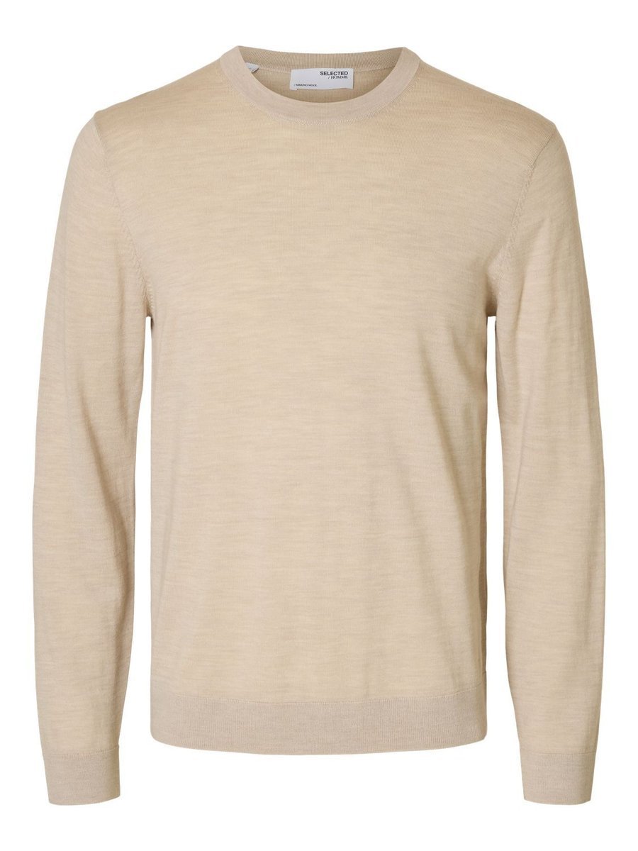 maglie uomo selected 16094647 tray merino crew oatmeal
