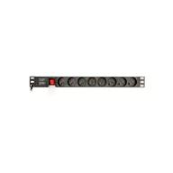 Listwy zasilające - Gembird LISTWA ZASILAJĄCA RACK 19" PDU EG-PDU-014-F 1U, 16A, 8X FRANCUSKIE GNIAZDO, WTYK SCHUKO, KABEL 3M EG-PDU-014-F - miniaturka - grafika 1