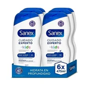 Kosmetyki kąpielowe dla dzieci - Sanex Ekspert Care żel pod prysznic dla dzieci, opakowanie 6 sztuk x 475 ml, żel dla dzieci, hipoalergiczny, 12H nawilżający, testowany dermatologicznie, zatwierdzony przez pediatrów - miniaturka - grafika 1
