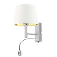 Lampy ścienne - Chromowany kinkiet ścienny z włącznikiem i dodatkowym panelem LED AUSTIN GOLD - miniaturka - grafika 1