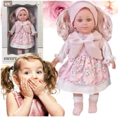 Lalki dla dziewczynek - Lalka Laleczka 38 cm Duża Bobas Długie Włosy Duże Oczy Modne Ubranie Miękka - miniaturka - grafika 1