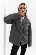 Płaszcze damskie - Płaszcz Krótki Kokon Silver - miniaturka - grafika 1