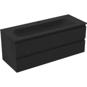 Szafki łazienkowe - Mexen Rivel szafka łazienkowa 120 cm z umywalką Vela, 2 szuflady, ryflowana , czarna mat - 91A20-12047-2-BFF71-W23M71 - miniaturka - grafika 1