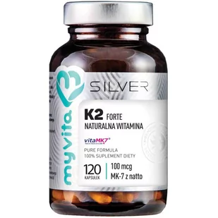 MYVITA SILVER 100% Witamina K2 MK-7 100mcg, 120kaps. MyVita 21PRJWIK12 - Witaminy i minerały - miniaturka - grafika 1
