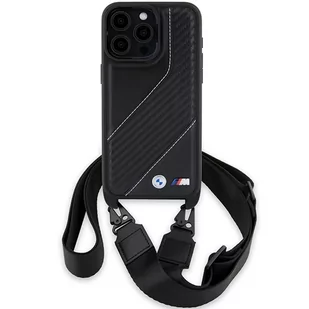 BMW BMHCP15L23PSCCK iPhone 15 Pro 6.1" czarny/black hardcase M Edition Carbon Stripe & Strap - Etui i futerały do telefonów - miniaturka - grafika 2