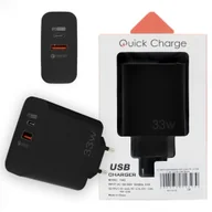 Ładowarki do telefonów - ECOBOX ŁADOWARKA SIECIOWA PD 1xUSB-C QC 1xUSB 33W DUAL CZARNY - miniaturka - grafika 1