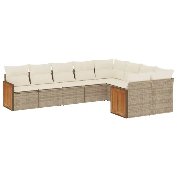 Zestaw mebli ogrodowych modułowych beżowy z poduszkami, rattan PE, 62 x 6