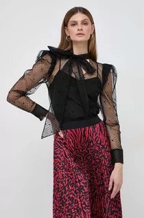 Bluzki damskie - Karl Lagerfeld bluzka damska kolor czarny gładka - grafika 1