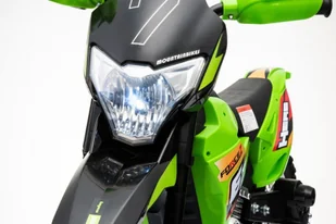 Motorek Cross dla dzieci Pojazd na akumulator Zielony + Pomocnicze kółka + Dźwięki LED - Tory, garaże, parkingi - miniaturka - grafika 23