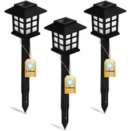 Lampy ogrodowe - Zestaw 3x Lampa Solarna Ogrodowa LED Wbijana Latarenka IP44 28cm Czujnik Zmierzchu - miniaturka - grafika 1