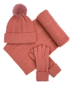 Czapki damskie - Komplet Zimowy Damski Młodzieżowy Czapka Szalik Rękawiczki Ciepły Zestaw - miniaturka - grafika 1