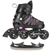 Rolki - Nils Extreme NH11912 A 2w1 BLACK/PINK ROZM. M(35-38) ŁYŻWOROLKI Z WYM. PŁ. HOKEJOWĄ EXTREME - miniaturka - grafika 1