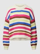 Swetry damskie - Sweter z dzianiny o kroju oversized ze wzorem w paski model ‘BUBBLE’ - miniaturka - grafika 1