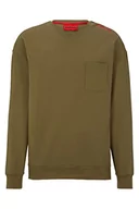 Bluzy męskie - HUGO Męska bluza z logo marki Loungewear, z rozciągliwej bawełny, z detalami z logo, Open Green345., S - miniaturka - grafika 1