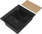 Zlewozmywaki - Massimo Zlewozmywak granitowy 1-komorowy bez odpływu czarny metalik - miniaturka - grafika 1