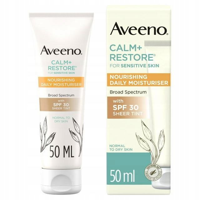 Aveeno Calm+restore krem do twarzy tonujący/koloryzujący SPF30, Uvb, 50ml