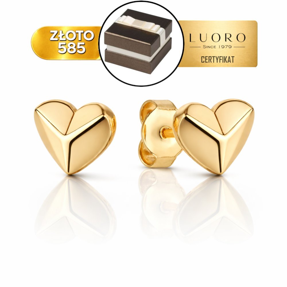 KOLCZYKI ZŁOTE 585 14K SERCE 7 MM 3D SZTYFT ELEGANCKIE SUBTELNE