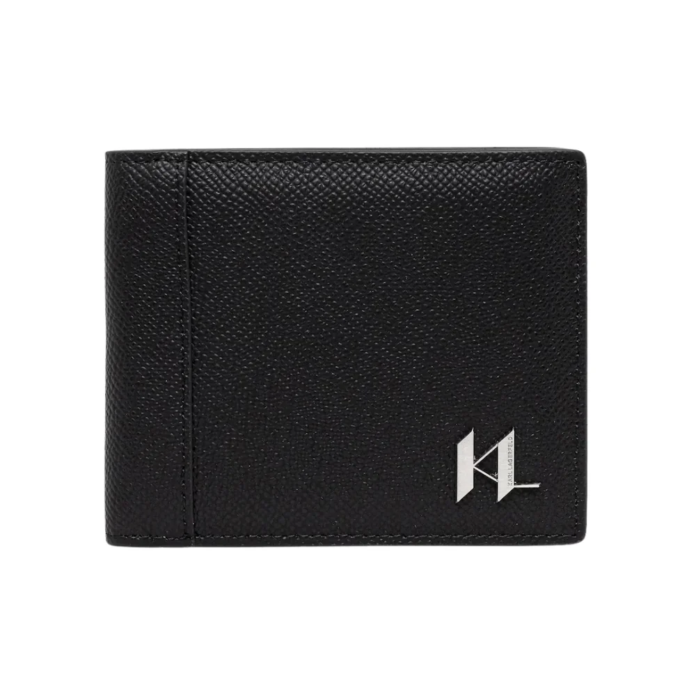 KARL LAGERFELD Czarny portfel skórzany męski Monogram