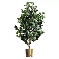 Sztuczne drzewka - Leaf Realistyczne sztuczne drzewo z doniczką, mieszane materiały, ciemne krzaczaste złoto Ficus, 100 cm - miniaturka - grafika 1