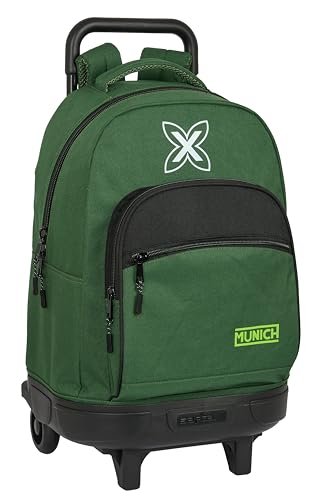 Safta MUNICH CAMO Duży plecak na kółkach, kompaktowy, zdejmowany, idealny dla dzieci w różnym wieku, wygodny i wszechstronny, jakość i wytrzymałość, 33 x 22 x 45 cm, kolor, Zielony kamuflaż, Estándar,