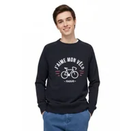 Bluzy męskie - Bluza męska Faguo Danrey klasyczna dresowa granatowa z nadrukiem-S - miniaturka - grafika 1