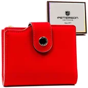 Portfele - Pojemny portfel damski na karty i dokumenty ochrona RFID portmonetka na suwak Peterson, czerwony - miniaturka - grafika 1