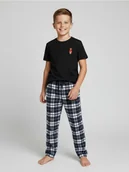 Piżamy chłopięce - Sinsay - Piżama z flanelowymi spodniami w kratę - czarny - miniaturka - grafika 1