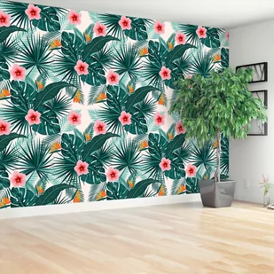 Fototapeta Liście i kwiaty - Fototapety - miniaturka - grafika 1
