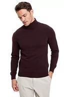 Koszulki męskie - DeFacto Męski sweter z dzianiny z długim rękawem, okrągły dekolt, slim fit dla mężczyzn, topy (bordowy, S), bordowy, S - miniaturka - grafika 1